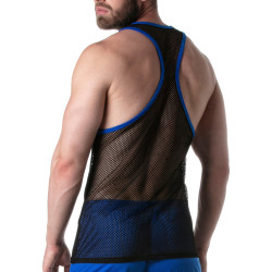 LEADER Débardeur en mesh TANK TOP Noir-Bleu